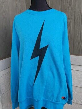 Aviator Nation  Blue Lightning Bolt Crew Sweatshirt Size M